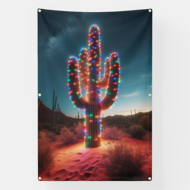 Southwestern Christmas desert cactus  Banner (Vertical)