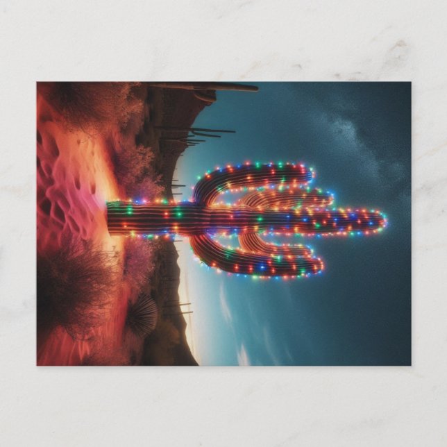 Southwestern Christmas desert cactus  Holiday Postcard (Front)