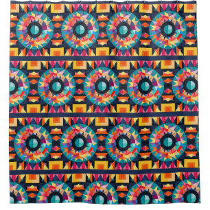 Southwestern Colourful Geometric Quilt Pattern Shower Curtain