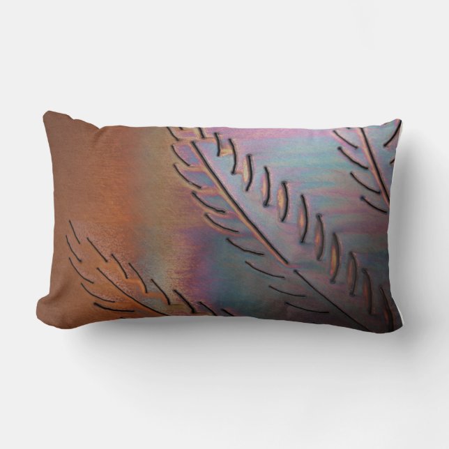 SOUTHWESTERN COPPER FEATHER DESIGN LUMBAR PILLOW (Front)
