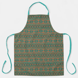 Southwestern Copper Teal Geometric Pattern Apron