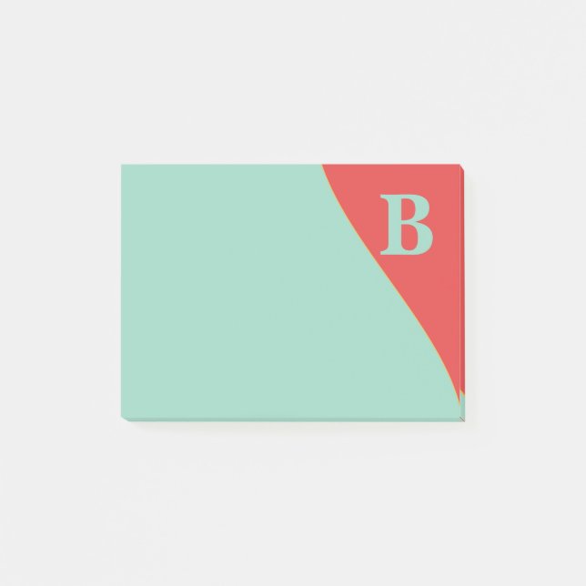 Southwestern Coral and Turqoise with Monogram Post-it Notes (Front)