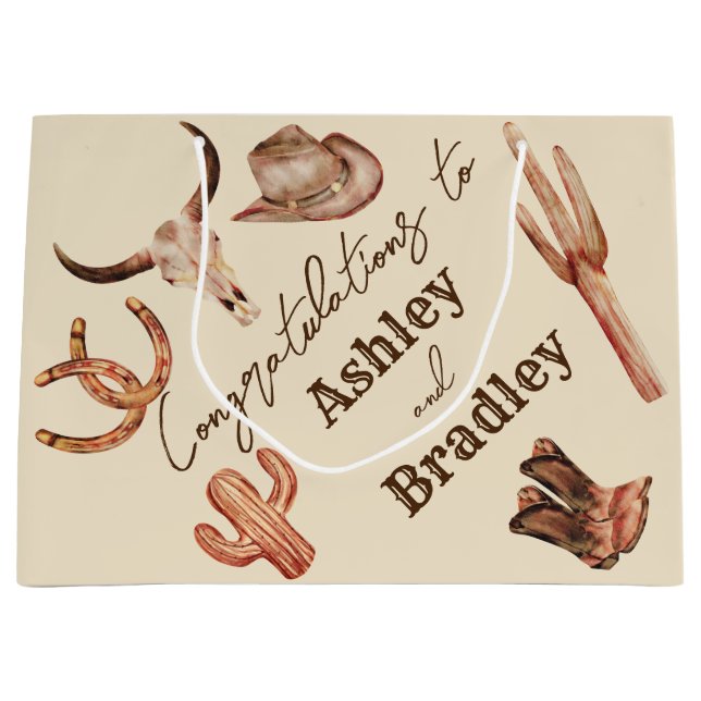 Southwestern country ranch western cowgirl wedding large gift bag (Front)