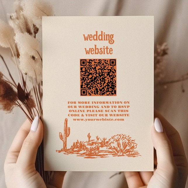 Southwestern Country Ranch Western Wedding QR CODE Enclosure Card (Creator Uploaded)