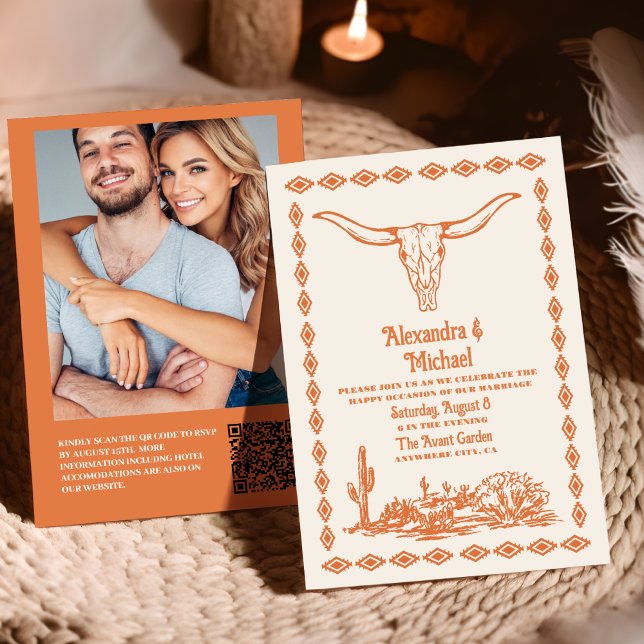 Southwestern Country Ranch Western Wedding QR Code Invitation (Creator Uploaded)