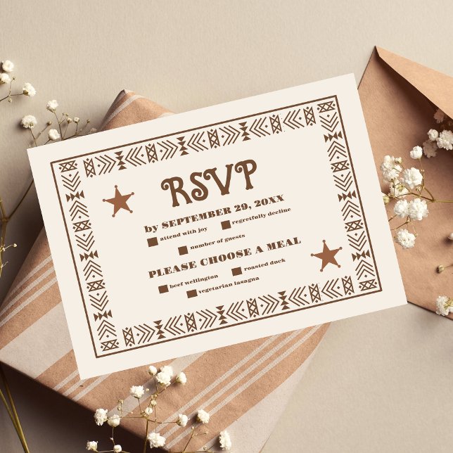 Southwestern Country Ranch Western Wedding RSVP Card (Creator Uploaded)