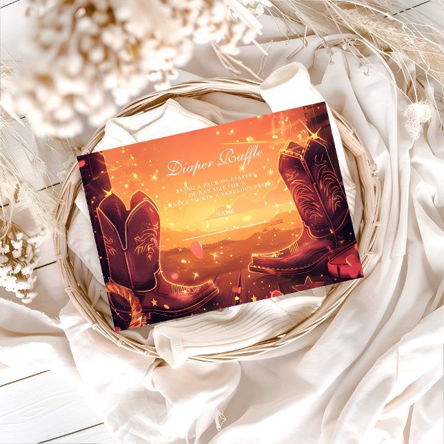 Southwestern Cowboy Boots Diapper Raffle Enclosure Card (Creator Uploaded)