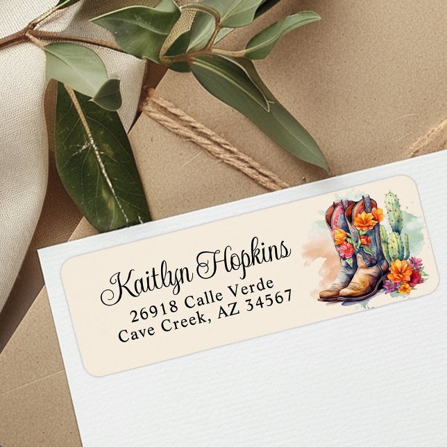 Southwestern Cowgirl Boots Return Address Label (Creator Uploaded)