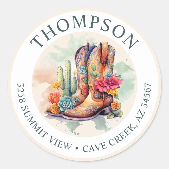 Southwestern Cowgirl Boots Return Address Label (Front)