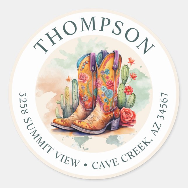 Southwestern Cowgirl Boots Return Address Label (Front)