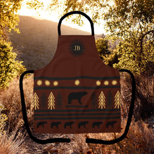 Southwestern Deep Redwood Navajo Black Bear Apron
