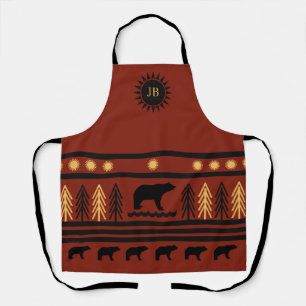 Southwestern Deep Redwood Navajo Black Bear Apron