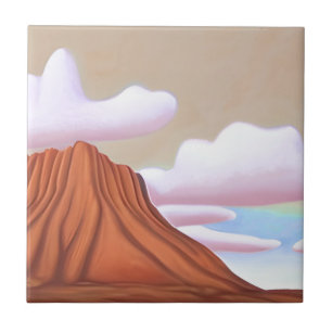 Southwestern Desert and Mesa Minimalist Art Ceramic Tile