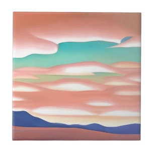 Southwestern Desert and Sky Minimalist Art Ceramic Tile