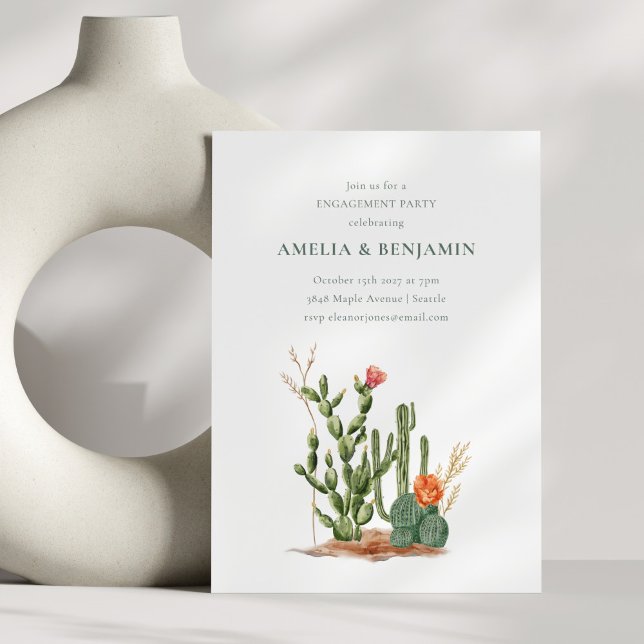Southwestern Desert Cactus Engagement Party Invitation (Creator Uploaded)