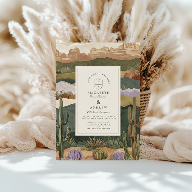 Southwestern Desert Cactus Landscape Wedding Invitation (Creator Uploaded)