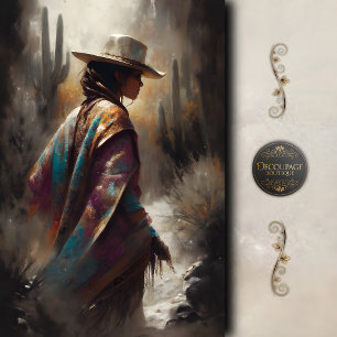 Southwestern Desert Cowgirl Art Decoupage Tissue Paper