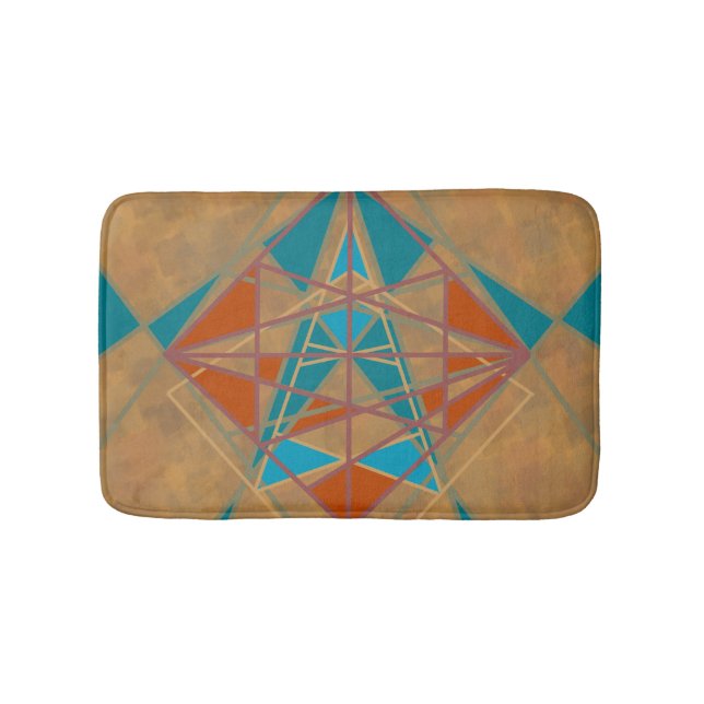 Southwestern Desert Indian Star Man Design Art Bath Mat (Front)
