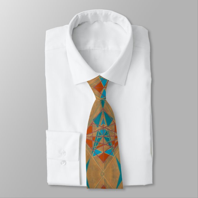 Southwestern Desert Indian Star Man Design Art Tie (Tied)
