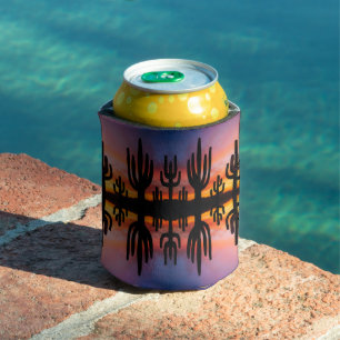 Southwestern Desert Landscape Cactus Sunrise Image Can Cooler