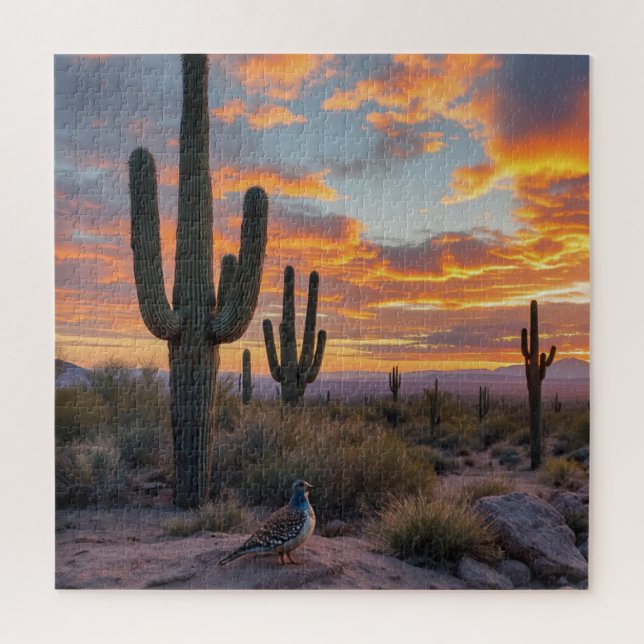 Southwestern Desert Quail at Sunrise  Jigsaw Puzzle (Vertical)