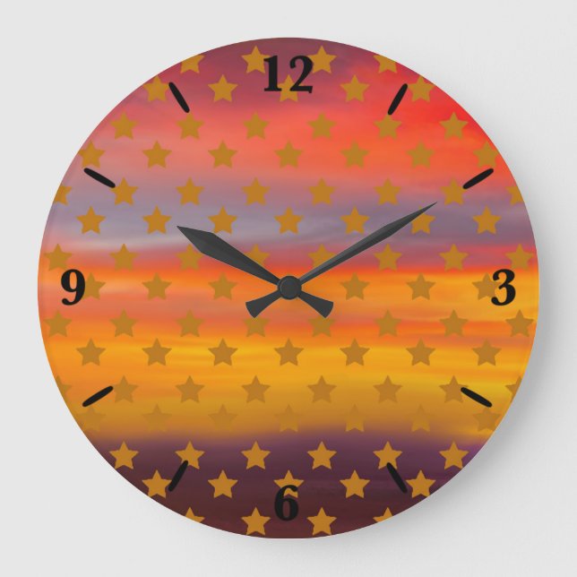 Southwestern Desert Stars And Stripes Abstract Art Large Clock (Front)