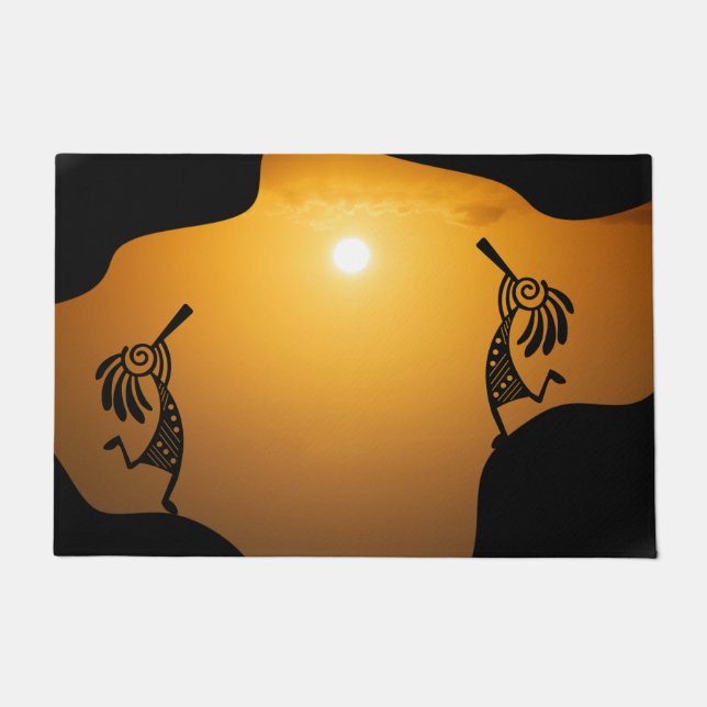 Southwestern Desert Sun Kokopelli Doormat (Front)