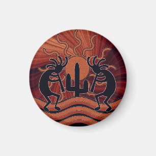 Southwestern Desert Sunset Cactus Kokopelli Magnet