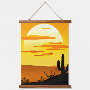 Southwestern Desert Sunset with Cactus Hanging Tapestry