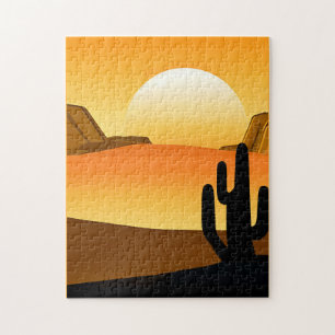 Southwestern Desert Sunset with Mesas Jigsaw Puzzle