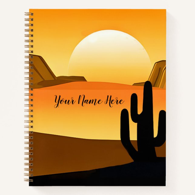 Southwestern Desert Sunset with Mesas Notebook (Front)