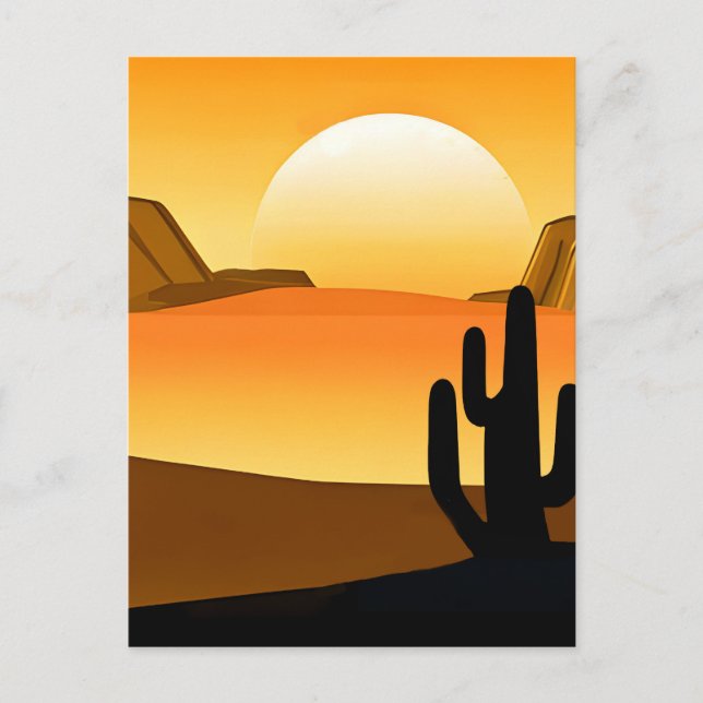 Southwestern Desert Sunset with Mesas  Postcard (Front)