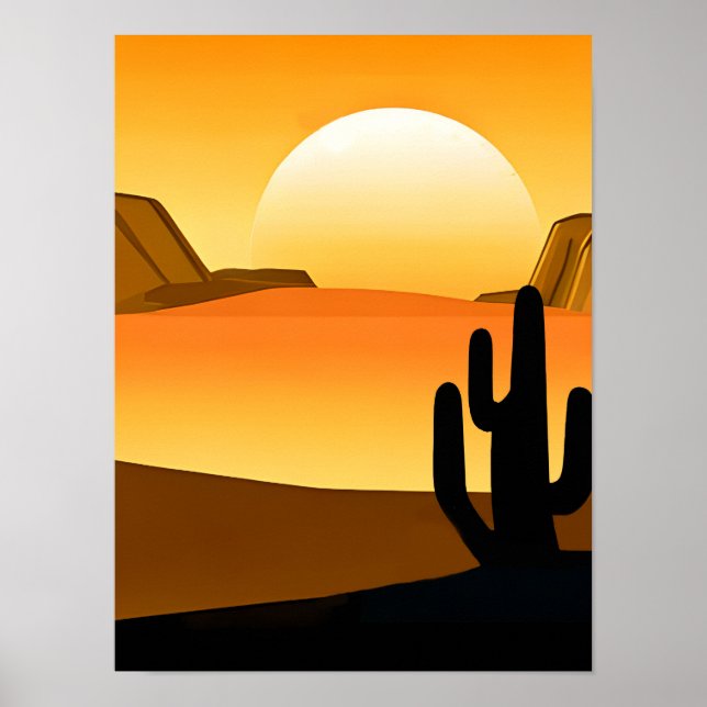 Southwestern Desert Sunset with Mesas Poster (Front)