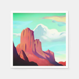 Southwestern Desert with Mountains Minimalist Art Napkin