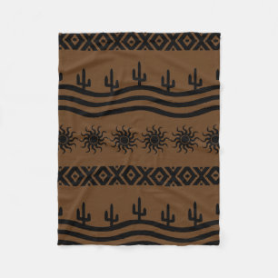 Southwestern Design Black And Brown Fleece Blanket