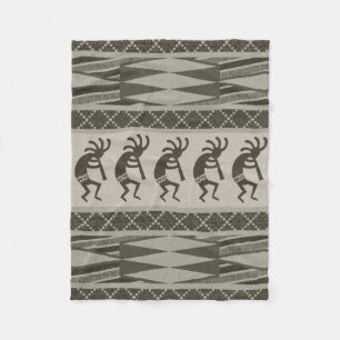 Southwestern Design Kokopelli Tribal Aztec Pattern Fleece Blanket