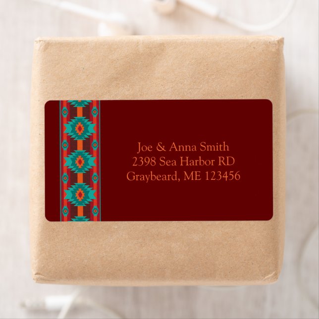 Southwestern ethnic geometric design label (Insitu)