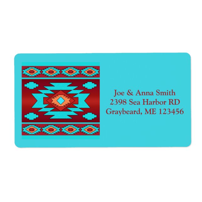 Southwestern ethnic geometric design label (Front)
