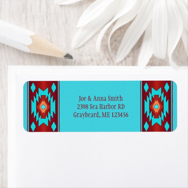 Southwestern ethnic geometric design  return address label (Insitu)