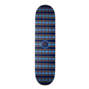 Southwestern ethnic geometric pattern.monogram skateboard