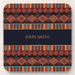 southwestern ethnic geometric pattern.name coaster