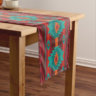 Southwestern ethnic geometric pattern. short table runner