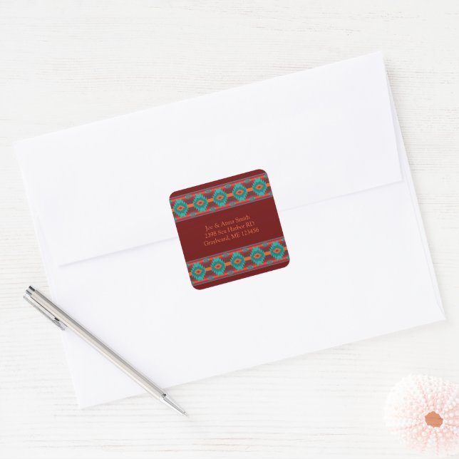Southwestern ethnic geometric  square sticker (Envelope)