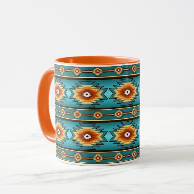 Southwestern Ethnic Geometric Tribal pattern Mug (Front Left)