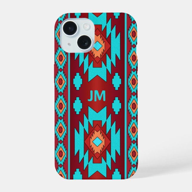 Southwestern ethnic native pattern  iPhone 15 case (Back)