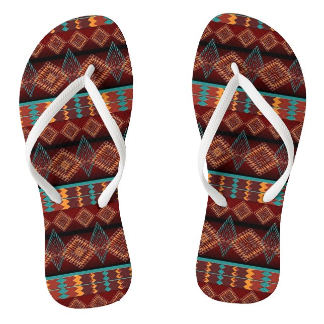 southwestern ethnic navaio tribal pattern thongs (Footbed)