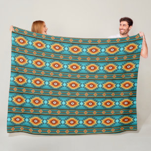 southwestern ethnic navajo tribal geometric fleece blanket