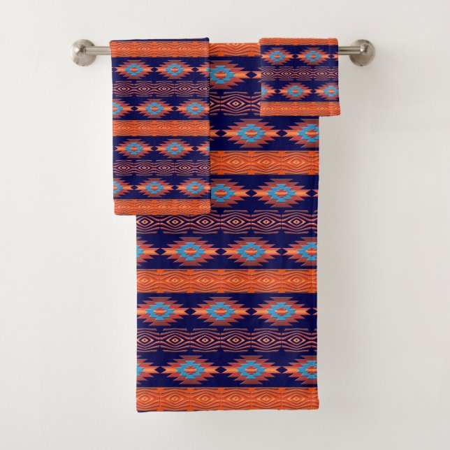 Southwestern ethnic tribal pattern. bath towel set (Insitu)