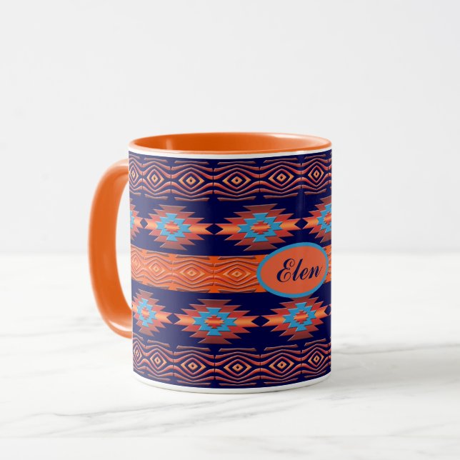 Southwestern ethnic tribal pattern. mug (Front Left)