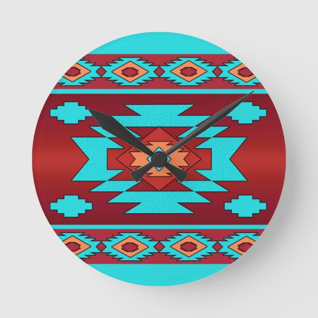 Southwestern ethnic tribal pattern. round clock (Front)